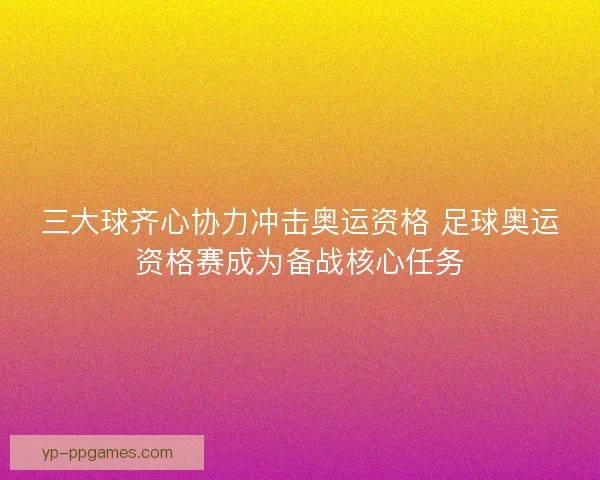 三大球齐心协力冲击奥运资格 足球奥运资格赛成为备战核心任务